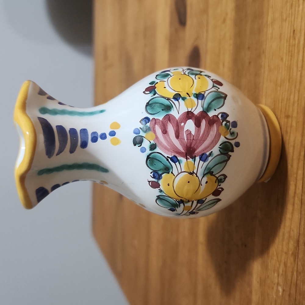 Czechoslovakian Pottery Handmade/Painted Small 4 7/8" Vase Gorgeous NWT
